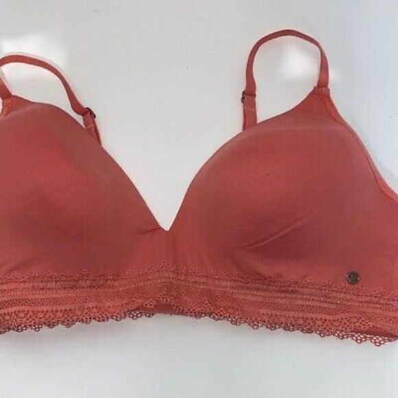 Lucky Brand Women's Pink Wireless Lace Trim Plunge Bra Size 38C - Picture 11 of 11